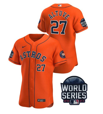 Men's Houston Astros #27 Jose Altuve 2021 Orange World Series Flex Base Stitched Baseball Men's Houston Astros #27 Jose Altuve 2021 Orange World Series Flex Base Stitched Baseball